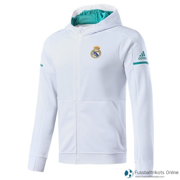 Real Madrid Hoodies Kinder 2017-18 Weiß Fussballtrikots Günstig